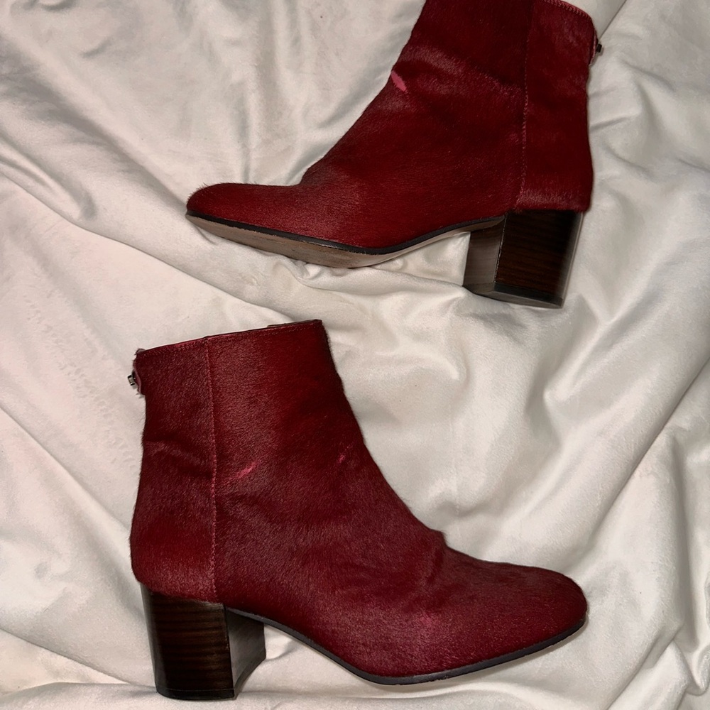 Coach pony hair dark red booties